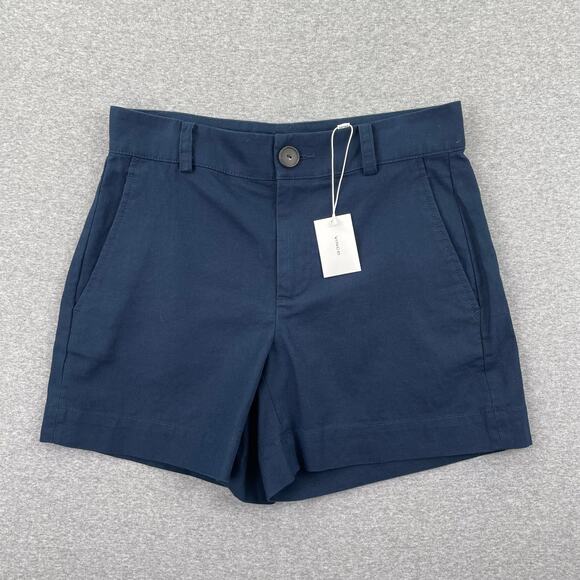 VINCE Shorts Womens 4 Navy Blue Hemp Cotton Coastal Casual Lightweight Summer